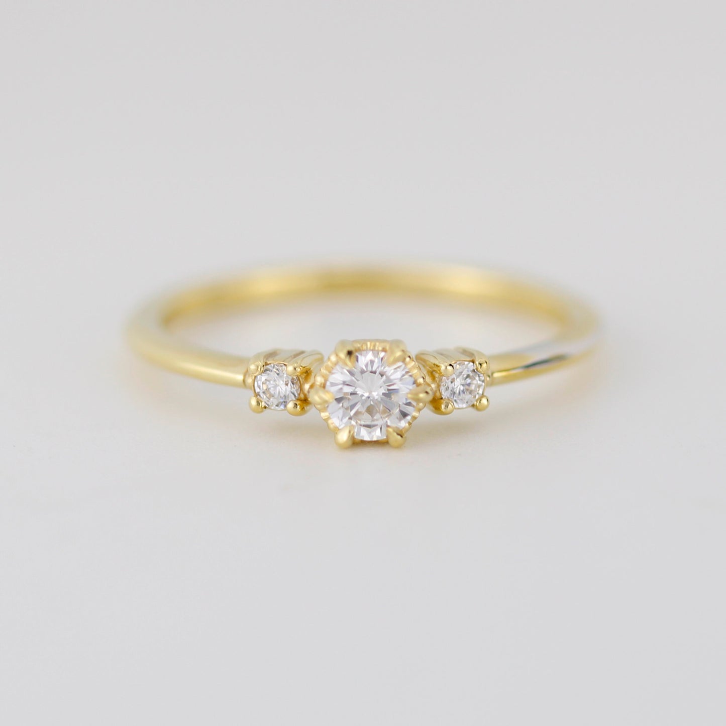 Three stone diamond ring, delicate diamond ring, engagement ring white diamond, minimalist engagement ring, engagement ring