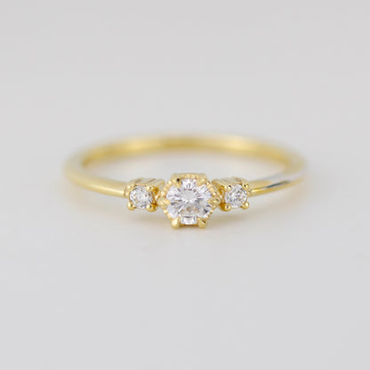 Three stone diamond ring, delicate diamond ring, engagement ring white diamond, minimalist engagement ring, engagement ring