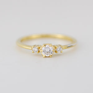 Three stone diamond ring, delicate diamond ring, engagement ring white diamond, minimalist engagement ring, engagement ring