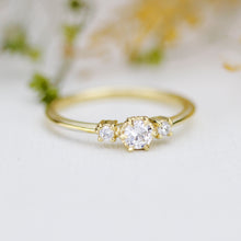 Load image into Gallery viewer, Three stone diamond ring, delicate diamond ring, engagement ring white diamond, minimalist engagement ring, engagement ring