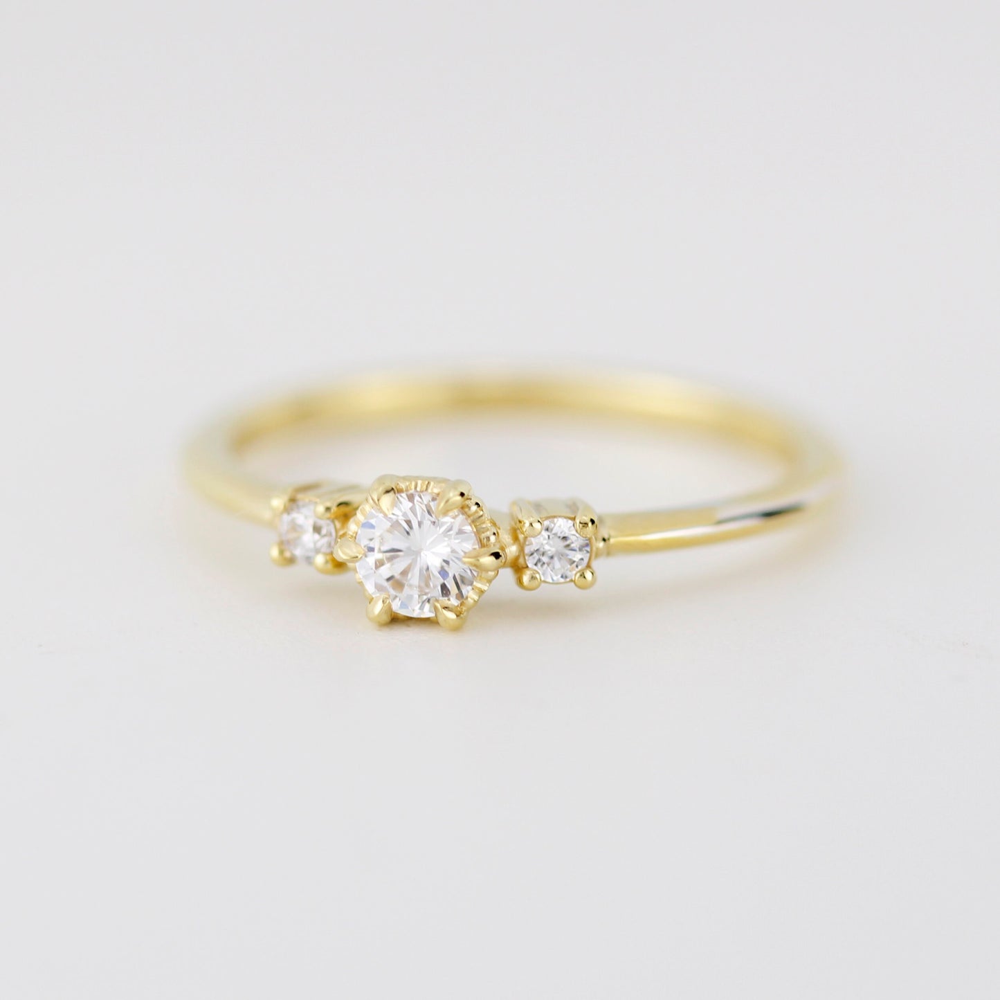 Three stone diamond ring, delicate diamond ring, engagement ring white diamond, minimalist engagement ring, engagement ring