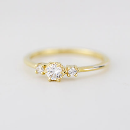 Three stone diamond ring, delicate diamond ring, engagement ring white diamond, minimalist engagement ring, engagement ring
