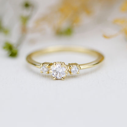 Three stone diamond ring, delicate diamond ring, engagement ring white diamond, minimalist engagement ring, engagement ring