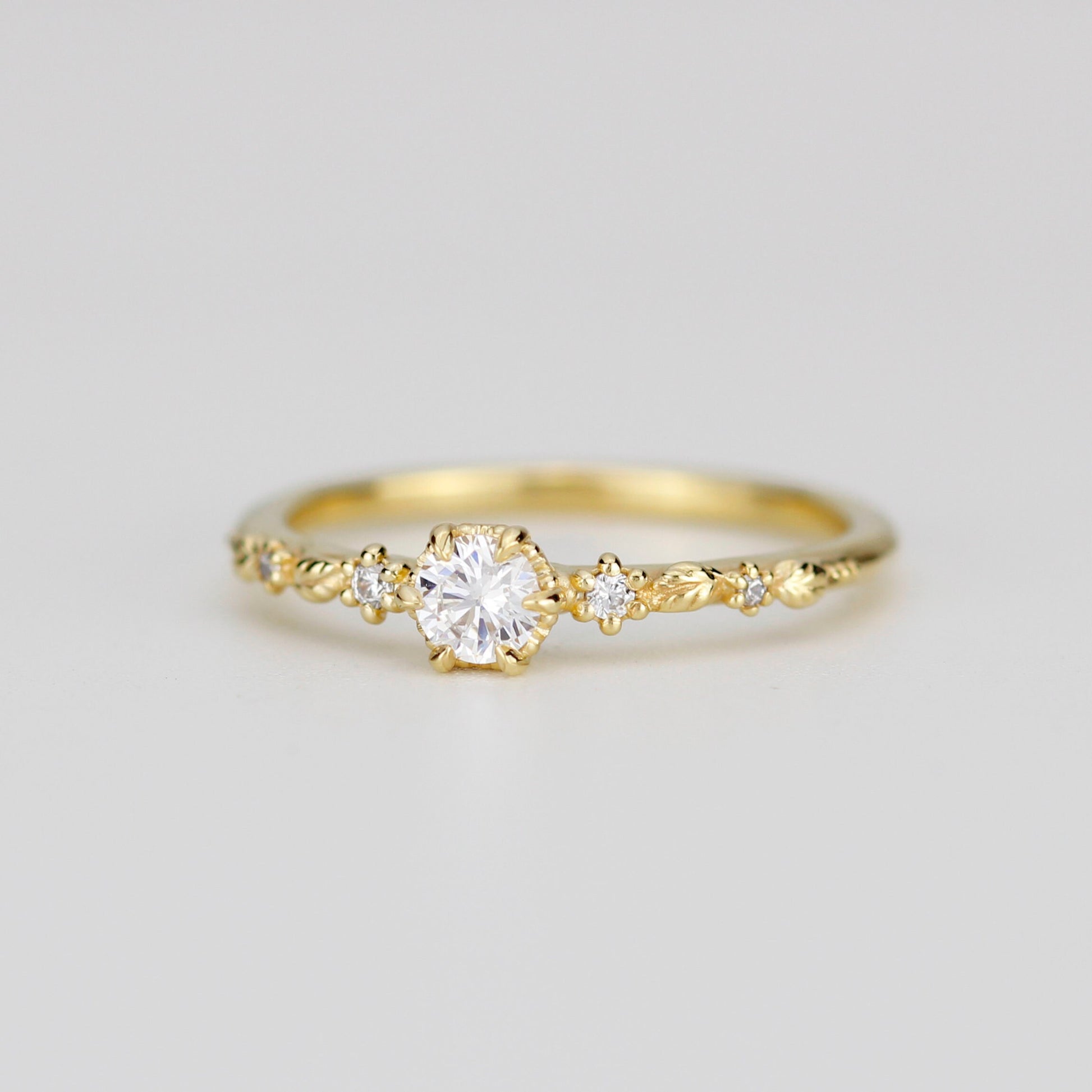 Nature inspired leaf diamond ring, dainty leaf diamond ring | R 360WD