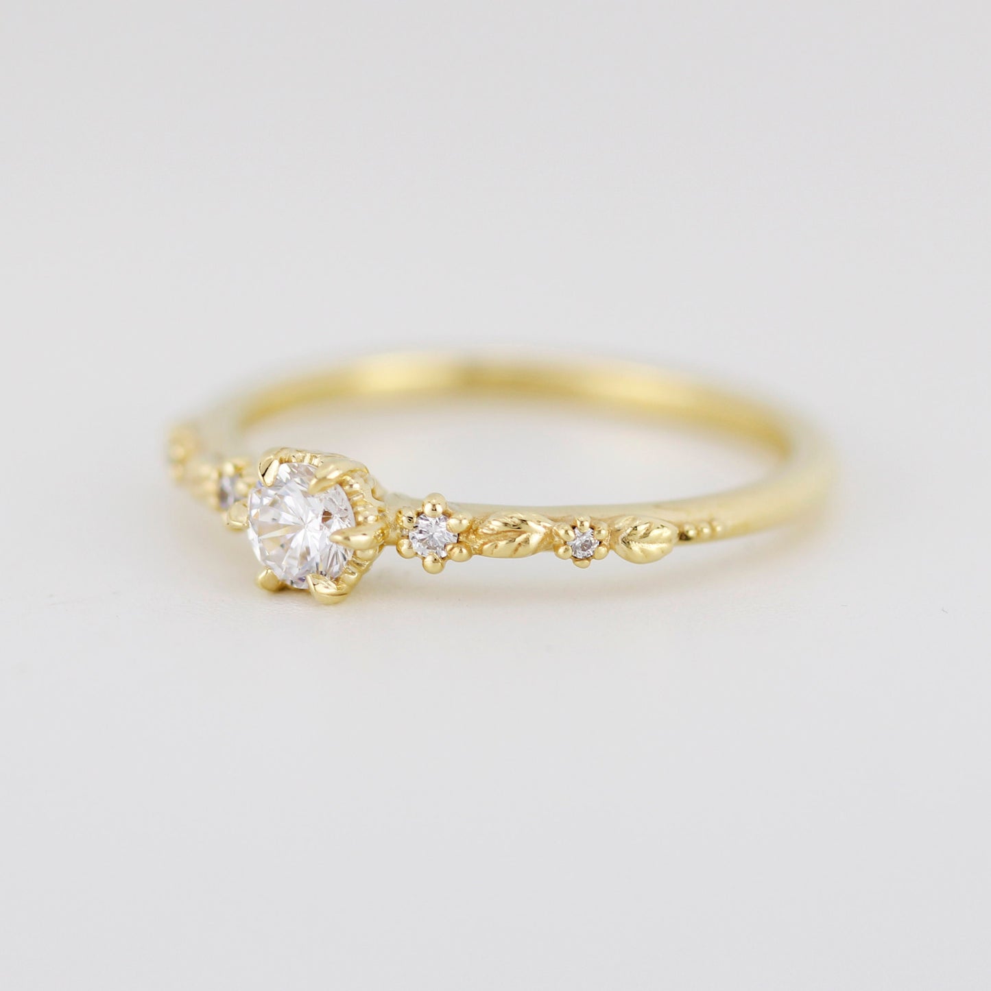 Nature inspired leaf diamond ring, dainty leaf diamond ring | R 360WD