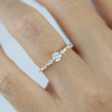 Load image into Gallery viewer, Nature inspired leaf diamond ring, dainty leaf diamond ring | R 360WD