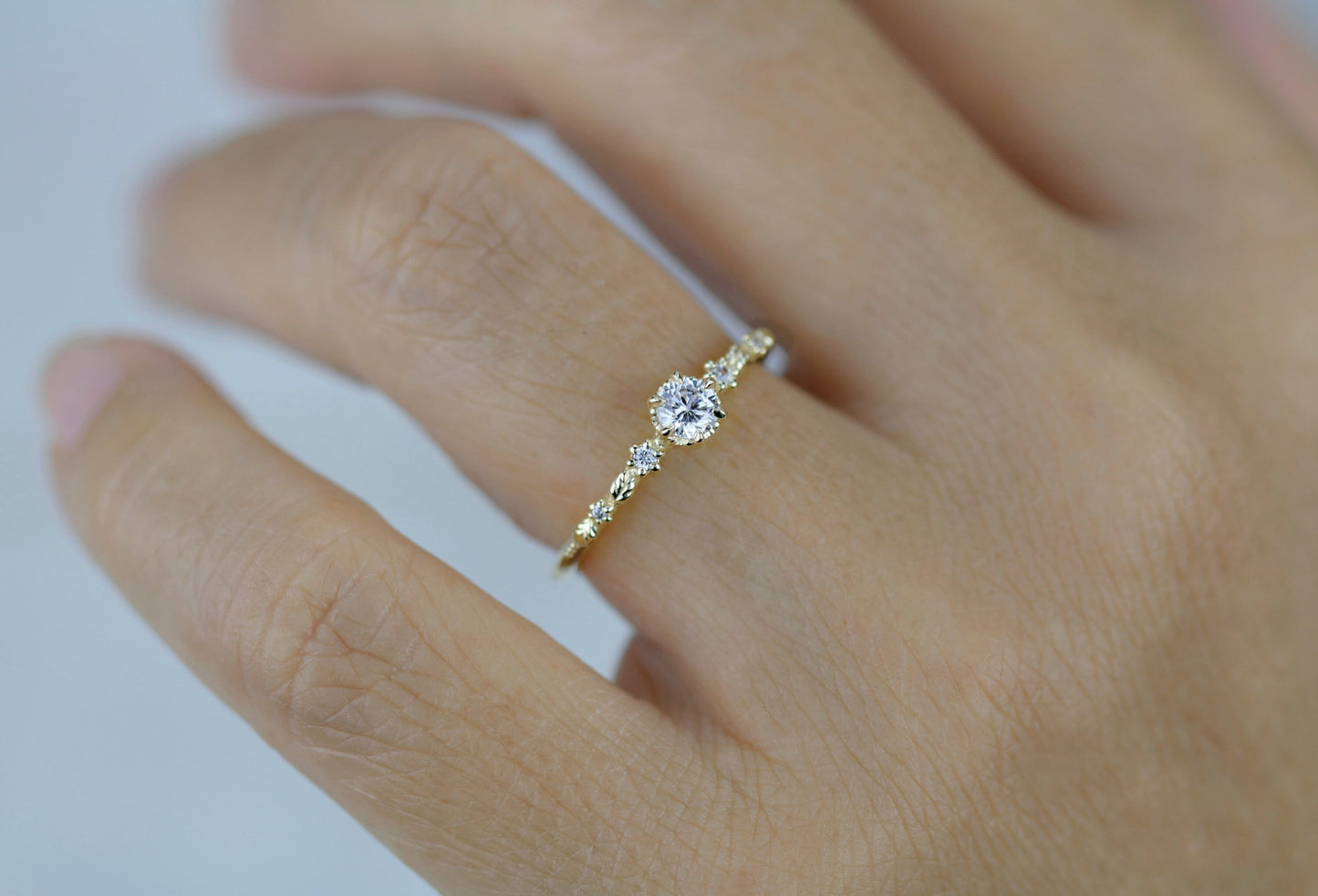 Nature inspired leaf diamond ring, dainty leaf diamond ring | R 360WD
