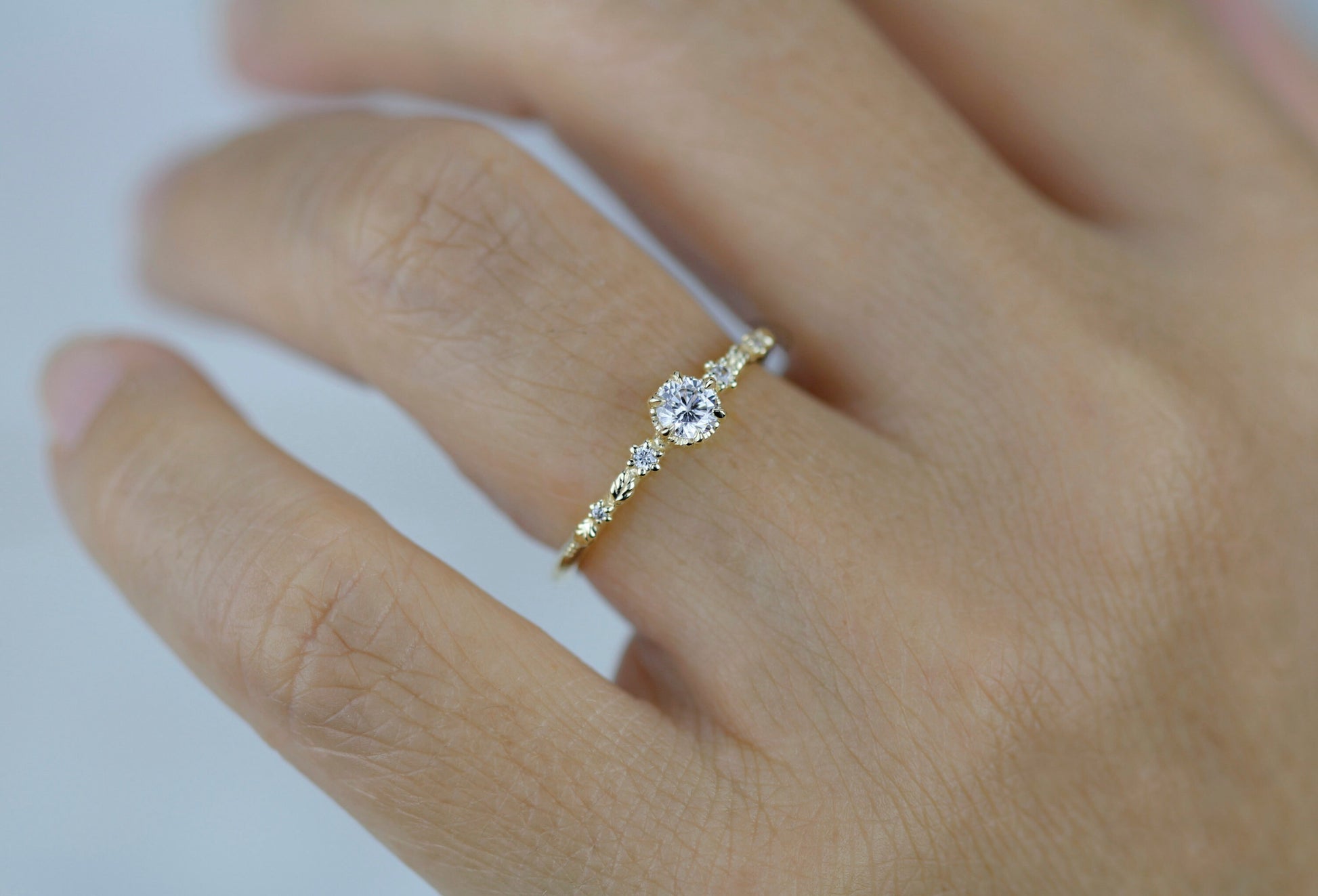 Nature inspired leaf diamond ring, dainty leaf diamond ring | R 360WD