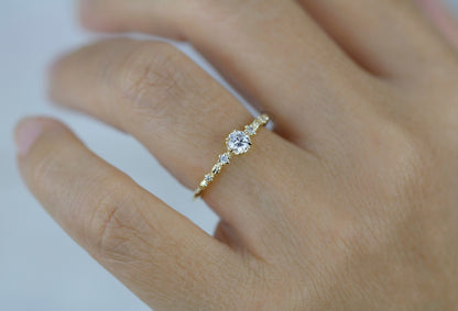 Nature inspired leaf diamond ring, dainty leaf diamond ring | R 360WD