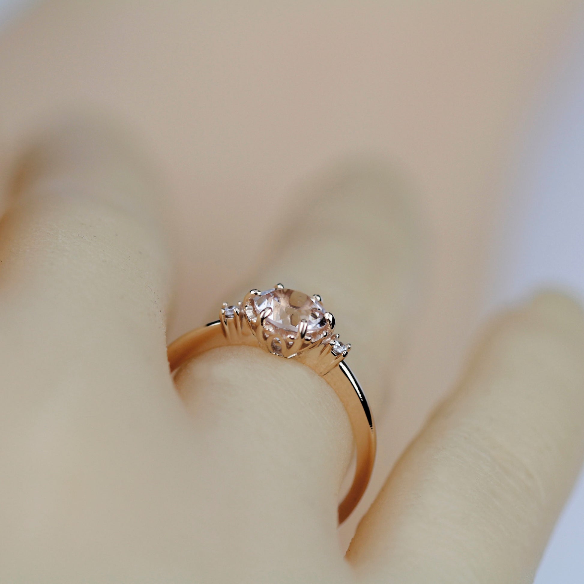 Morganite engagement ring, Champagne morganite, peach morganite ring | R255MO