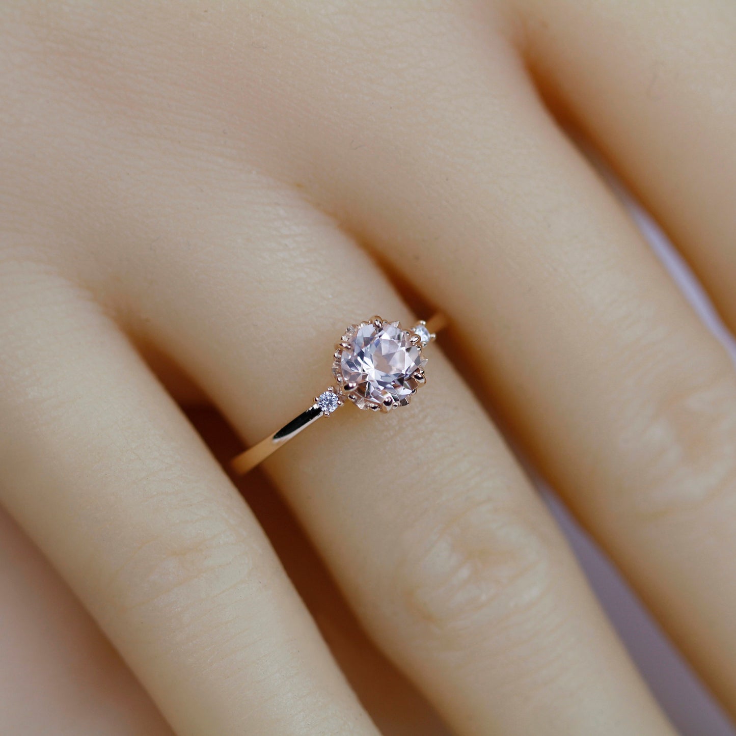 Morganite engagement ring, Champagne morganite, peach morganite ring | R255MO