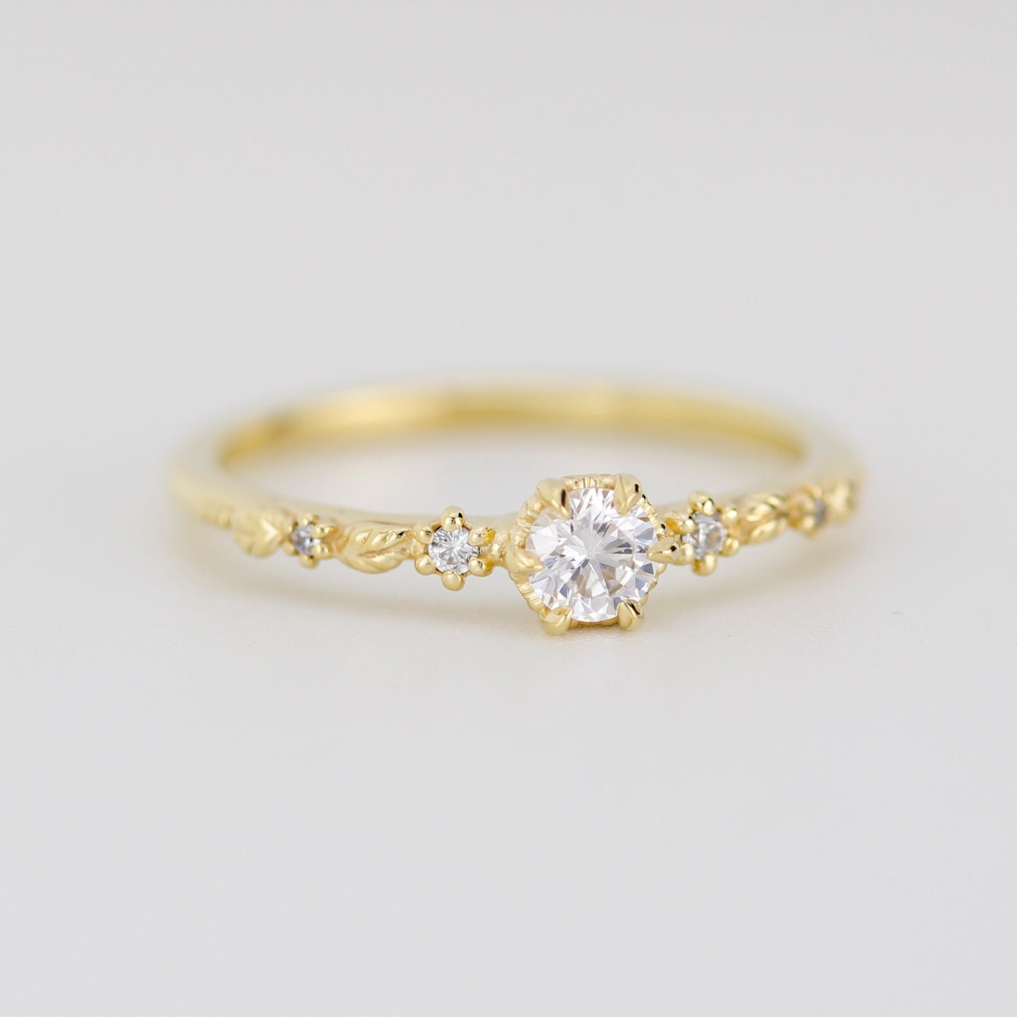 Nature inspired leaf diamond ring, dainty leaf diamond ring | R 360WD