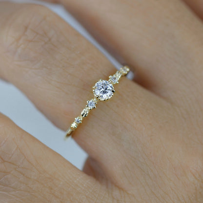 Nature inspired leaf diamond ring, dainty leaf diamond ring | R 360WD