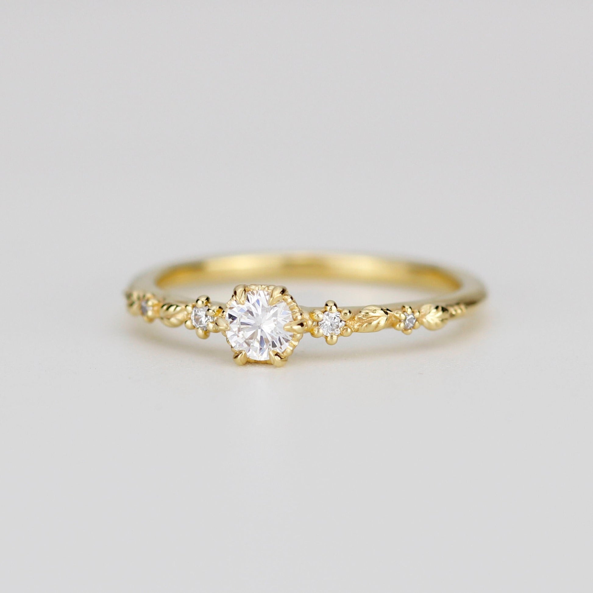 Nature inspired leaf diamond ring, dainty leaf diamond ring | R 360WD