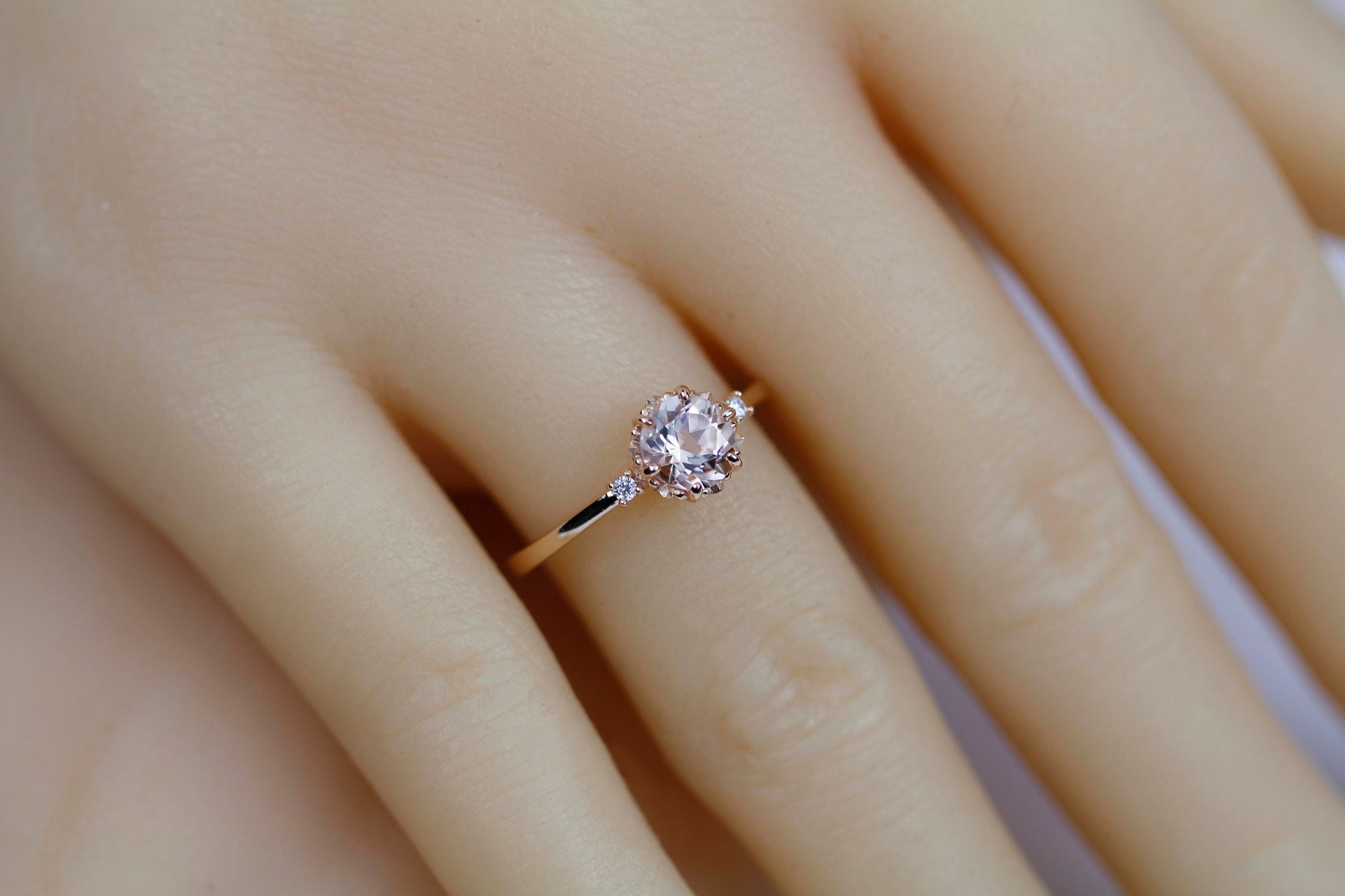 Morganite engagement ring, Champagne morganite, peach morganite ring | R255MO