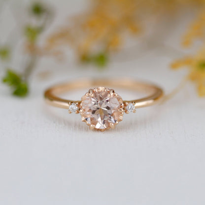 Morganite engagement ring, Champagne morganite, peach morganite ring | R255MO