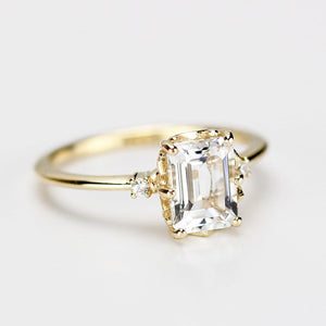 Emerald cut moissanite engagement ring, simple engagement ring moissanite - R 264 Moissanite.