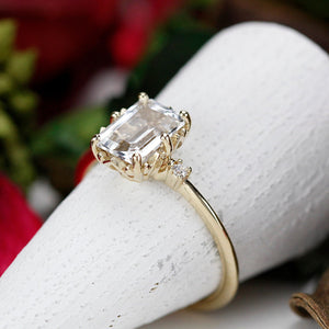 Emerald cut moissanite engagement ring, simple engagement ring moissanite - R 264 Moissanite.