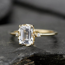 Load image into Gallery viewer, Emerald cut moissanite engagement ring, simple engagement ring moissanite - R 264 Moissanite.