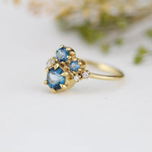 Load image into Gallery viewer, Cluster engagement ring, London blue topaz, unique ring, cluster ring | R361 LBT