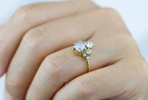 Salt and pepper diamond ring, unique diamond ring, cluster salt and pepper diamond ring | R361 SALT