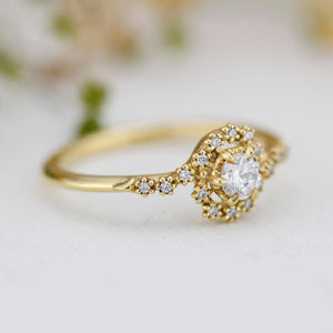 Bypass diamond ring, twisted diamond ring, swirl ring, toi et moi ring, bypass engagement ring, boho diamond ring | R 362WD