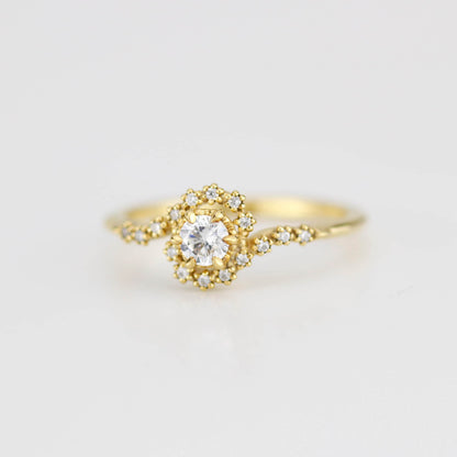 Bypass diamond ring, twisted diamond ring, swirl ring, toi et moi ring, bypass engagement ring, boho diamond ring | R 362WD