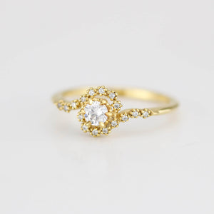 Bypass diamond ring, twisted diamond ring, swirl ring, toi et moi ring, bypass engagement ring, boho diamond ring | R 362WD