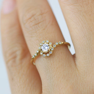 Bypass diamond ring, twisted diamond ring, swirl ring, toi et moi ring, bypass engagement ring, boho diamond ring | R 362WD