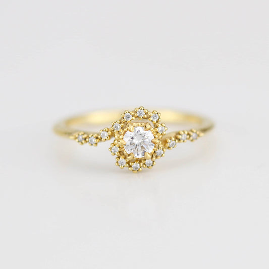 Bypass diamond ring, twisted diamond ring, swirl ring, toi et moi ring, bypass engagement ring, boho diamond ring | R 362WD