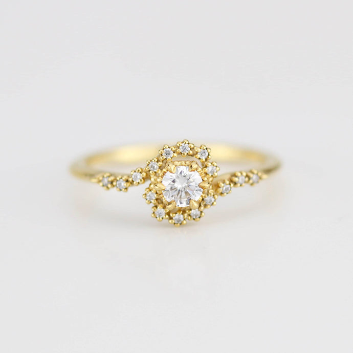 Bypass diamond ring, twisted diamond ring, swirl ring, toi et moi ring, bypass engagement ring, boho diamond ring | R 362WD