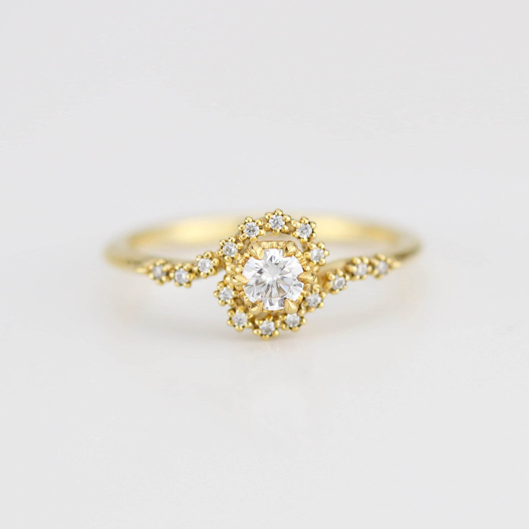 Bypass diamond ring, twisted diamond ring, swirl ring, toi et moi ring, bypass engagement ring, boho diamond ring | R 362WD