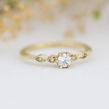 Load image into Gallery viewer, Simple diamond ring, twisted ring, cross over diamond ring, vintage ring | R 363WD