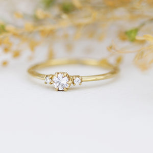 Three stone engagement ring, simple ring, diamond ring, dainty ring | R 364WD