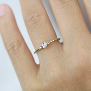 Three stone engagement ring, simple ring, diamond ring, dainty ring | R 364WD