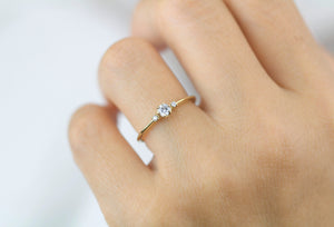 Three stone engagement ring, simple ring, diamond ring, dainty ring | R 364WD