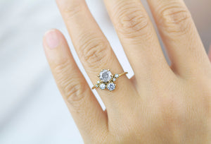 Salt and pepper diamond ring, unique diamond ring, cluster salt and pepper diamond ring | R361 SALT