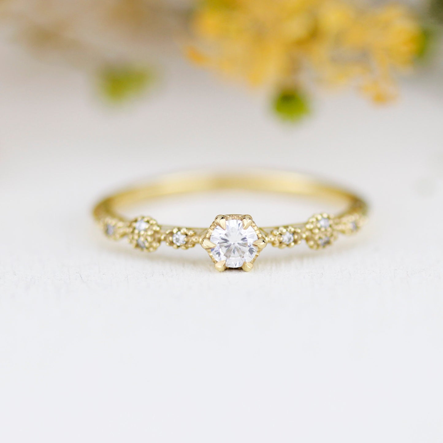 Spaced diamond ring, vintage filigree ring, Diamond ring, engagement ring simple, | R 365WD