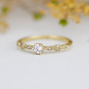 Spaced diamond ring, vintage filigree ring, Diamond ring, engagement ring simple, | R 365WD