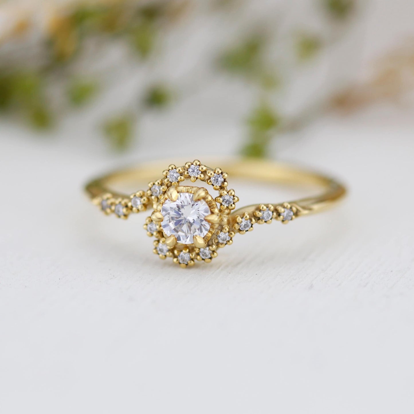 Bypass diamond ring, twisted diamond ring, swirl ring, toi et moi ring, bypass engagement ring, boho diamond ring | R 362WD