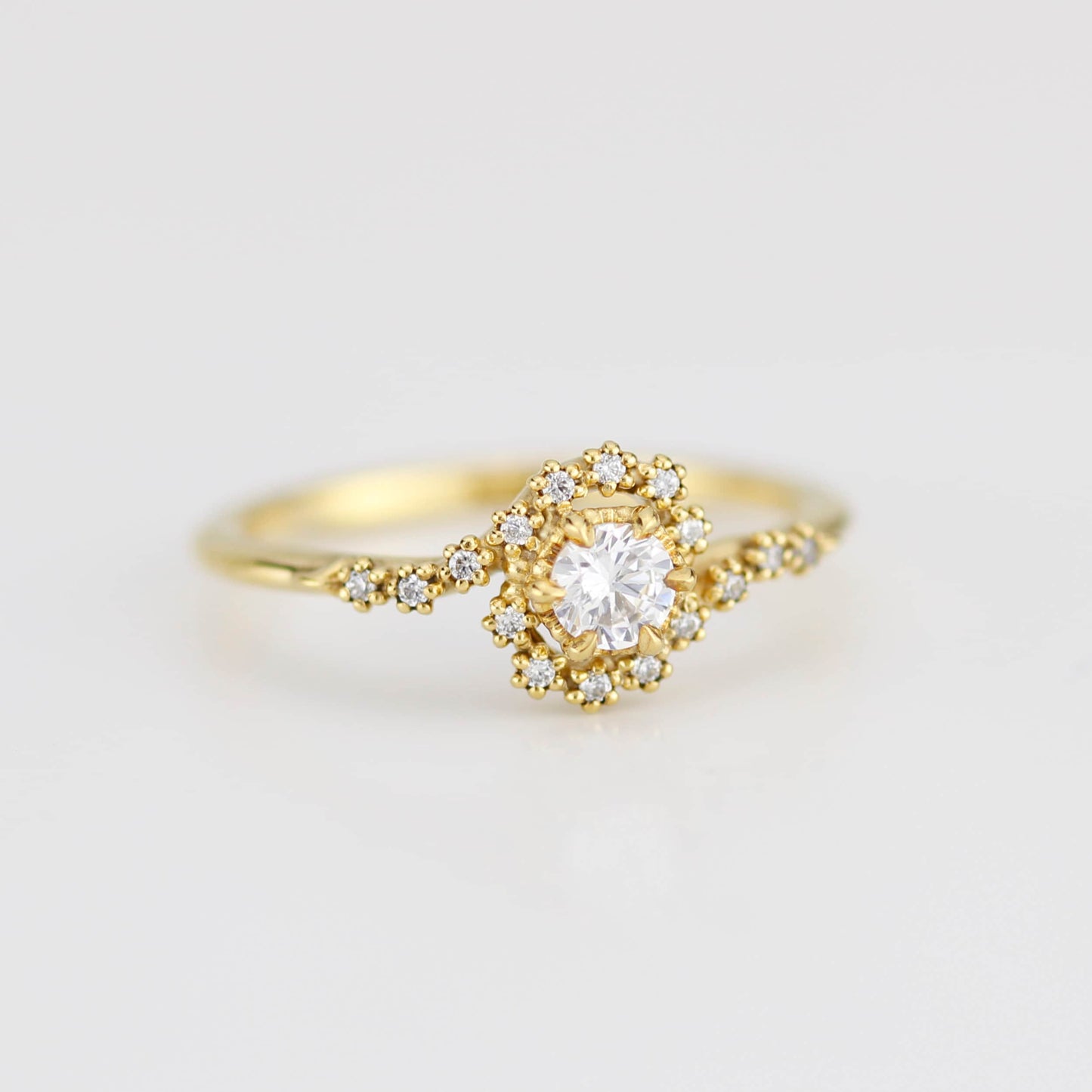Bypass diamond ring, twisted diamond ring, swirl ring, toi et moi ring, bypass engagement ring, boho diamond ring | R 362WD