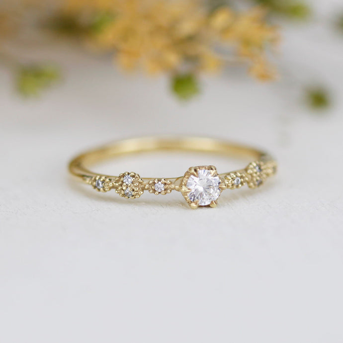 Spaced diamond ring, vintage filigree ring, Diamond ring, engagement ring simple, | R 365WD