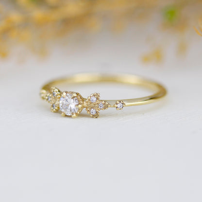 Simple engagement ring, cluster ring diamond |R 366WD