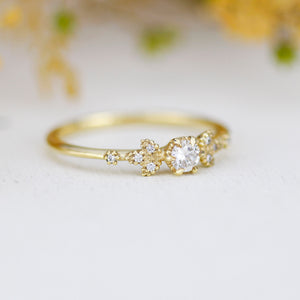 Simple engagement ring, cluster ring diamond |R 366WD