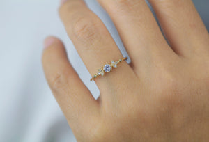 Simple engagement ring, cluster ring diamond |R 366WD