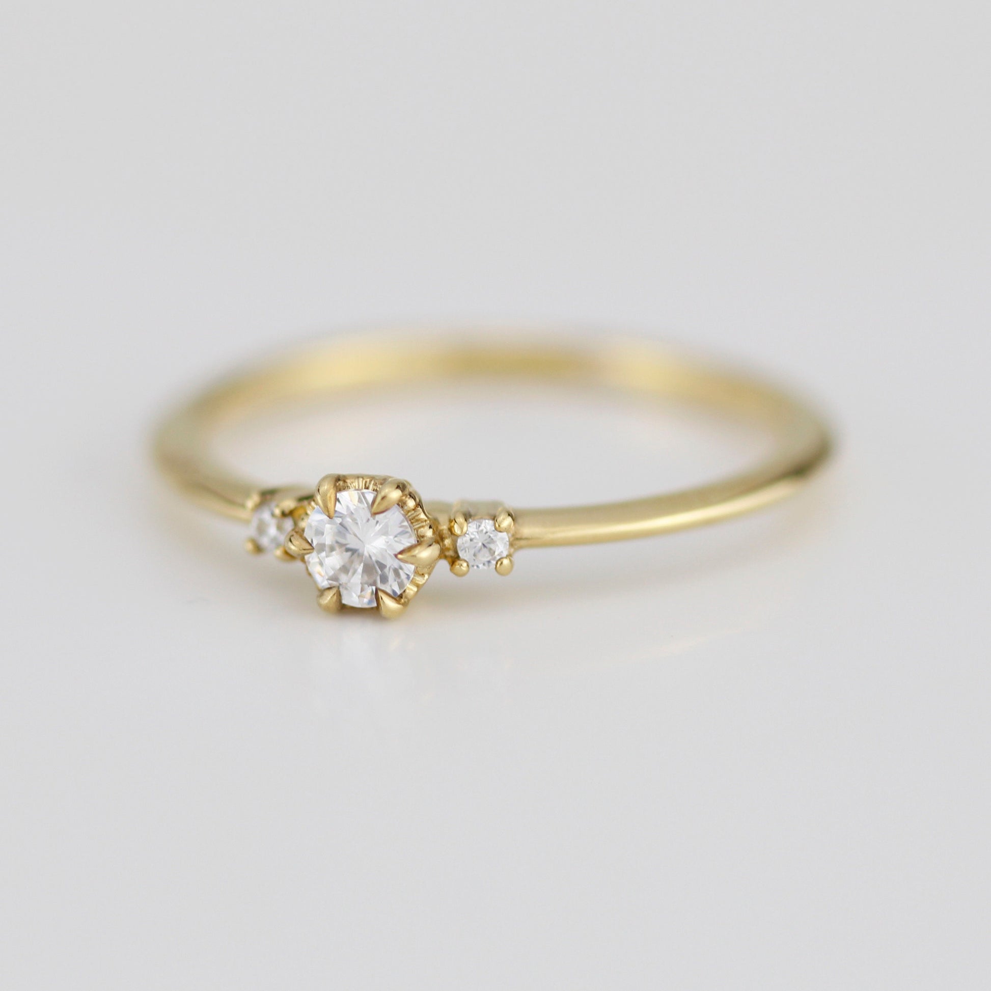 Three stone engagement ring, simple ring, diamond ring, dainty ring | R 364WD