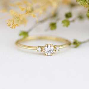 Three stone engagement ring, simple ring, diamond ring, dainty ring | R 364WD