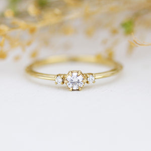 Three stone engagement ring, simple ring, diamond ring, dainty ring | R 364WD