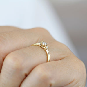 Three stone engagement ring, simple ring, diamond ring, dainty ring | R 364WD