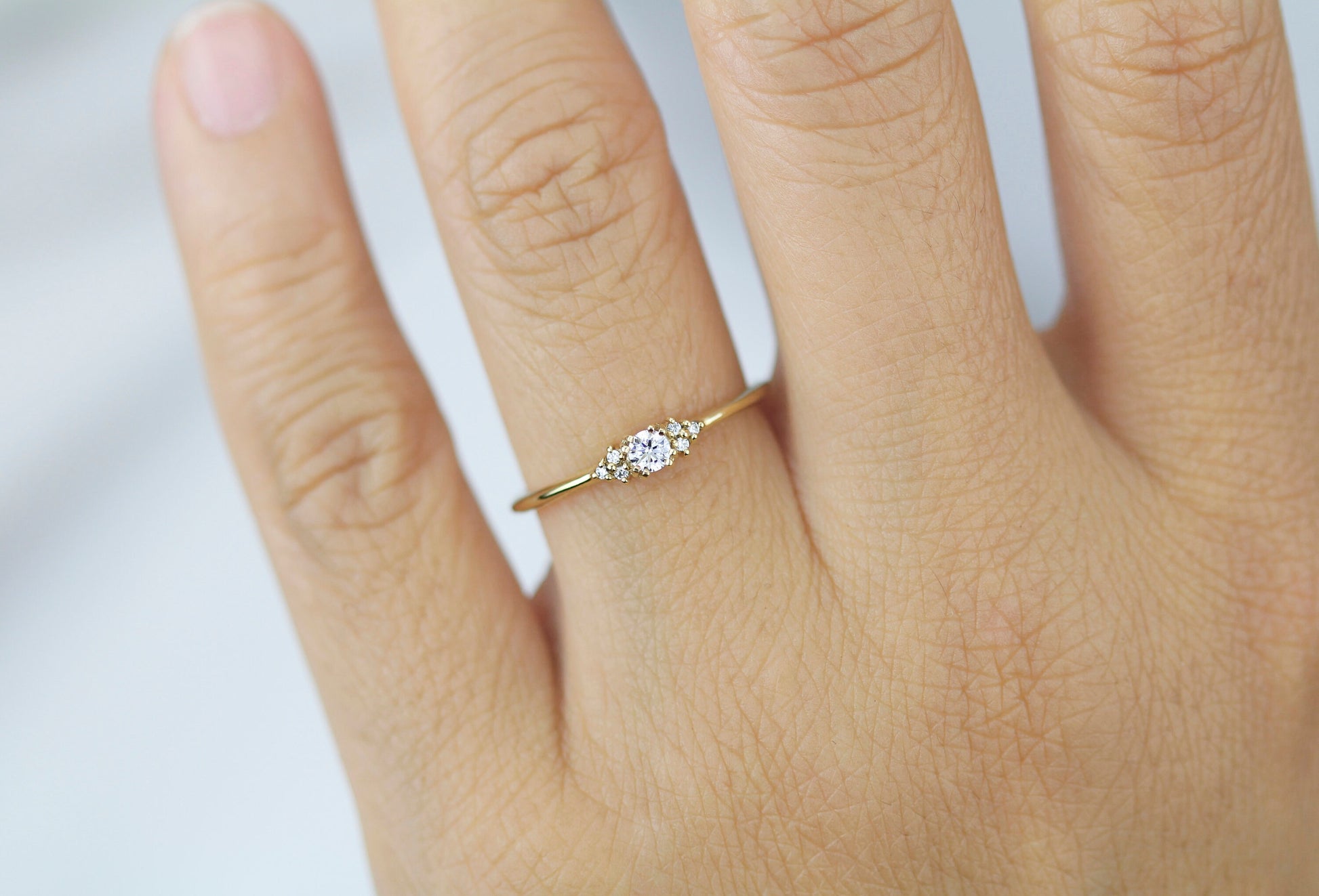 Simple diamond ring, petite diamond ring, cluster diamond ring | R 337WD
